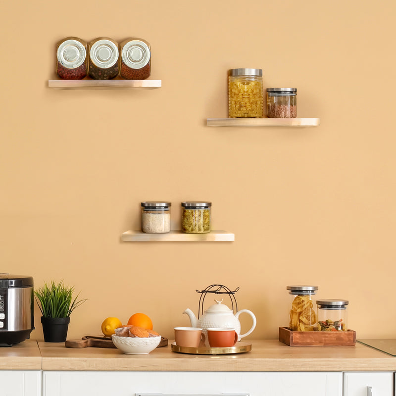 Clear Acrylic Wall Floating Shelf set on yellow color wall 