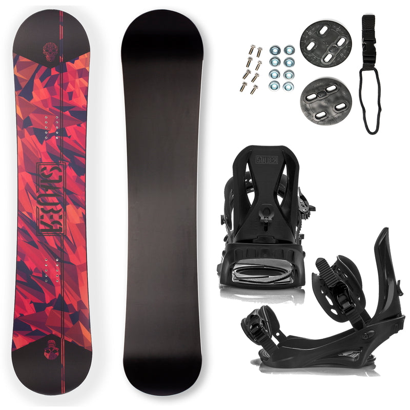 STAUBER Summit Snowboard and Dyna Bindings Package (Matte Board) - All Mountain Style - Hybrid Rocker Profile Shape
