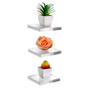 STAUBER Best- Clear Acrylic Wall Floating Shelf -  1/2" Thick - CLASSIC DESIGN - Pack of 3
