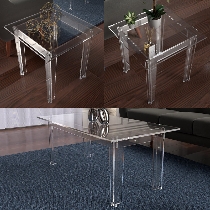 clear acrylic living room table set