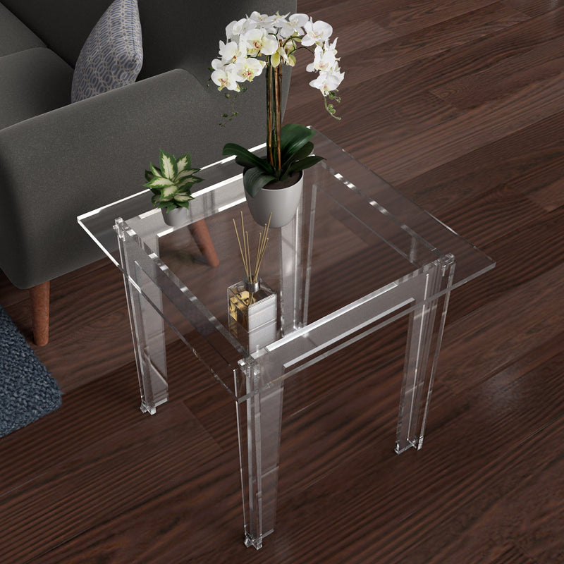 STAUBER BEST-clear acrylic side table in livingroom 