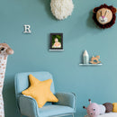 Clear Acrylic Wall Floating Shelf set on blue wall