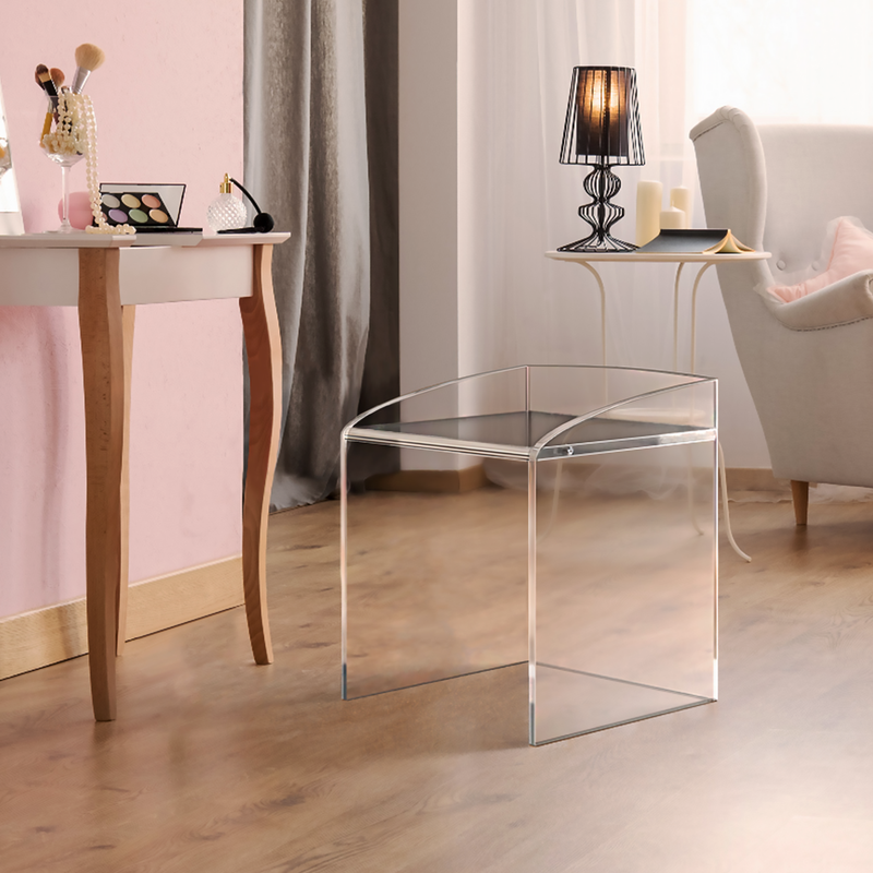 clear acrylic vanity stool in nice bedroom