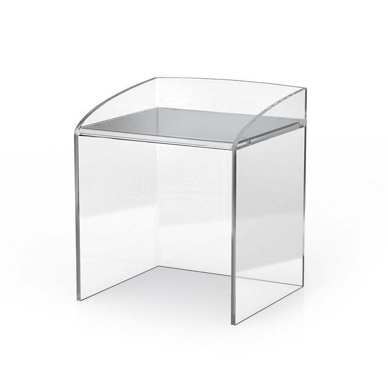 clear acrylic vanity chair in a white background