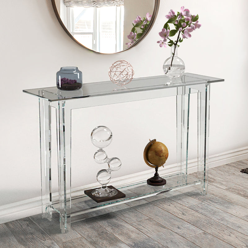 clear acrylic console with nice decorations