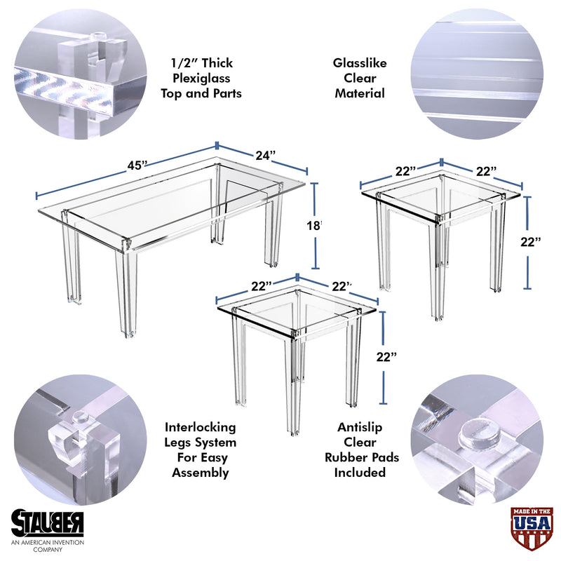 measurements of tables set