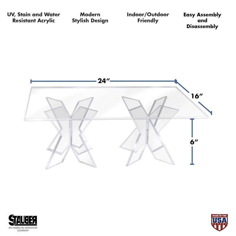 16"x24" rectangle acrylic raised pastry stand in clear acrylic with benefits and sizes