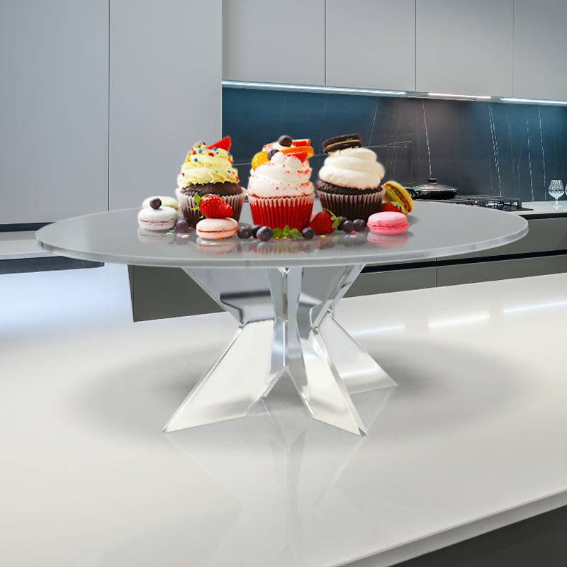 cupcakes in an acrylic raised pastry stand in clear acrylic