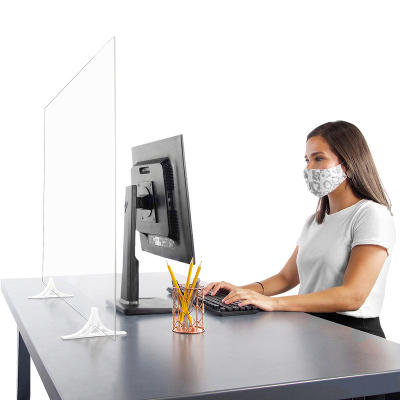 STAUBER Best Sneeze Guard - Clear Acrylic, Plexiglass, Shield, Barrier Protects Employees Against Coughing and Sneezing Customers. (Stands Included)