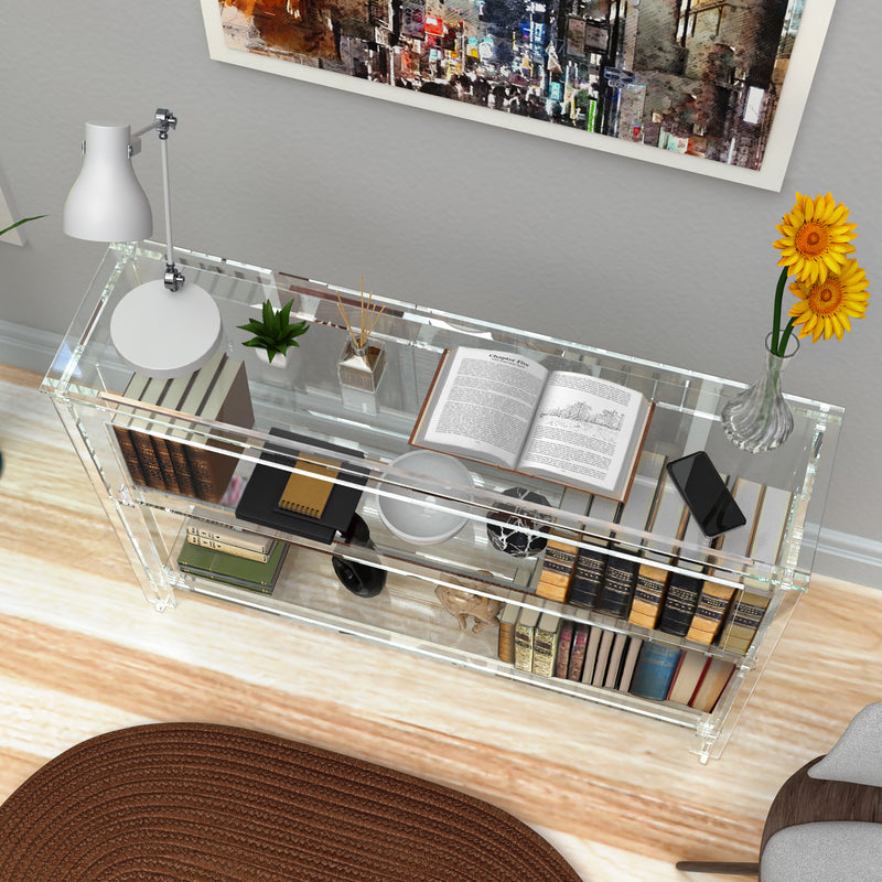 STAUBER Best Acrylic Bookshelf for Bedroom, Living Room or Office- Clear Classic (42" W x 11" D x 30" H)