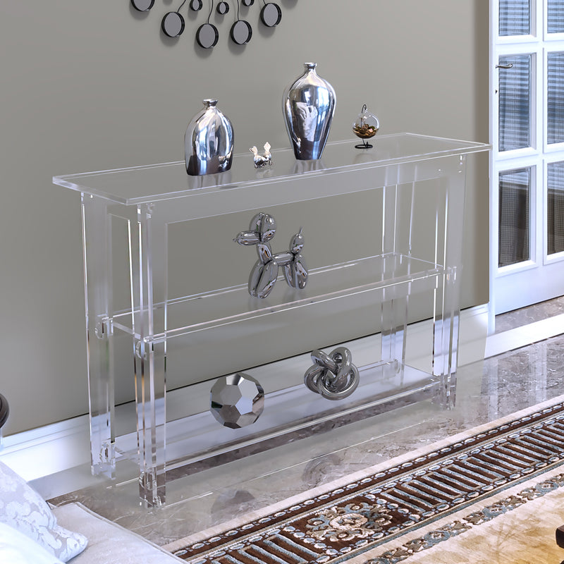 acrylic entrance console with decorations