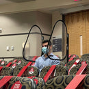 Portable Classroom Sneeze Guard - For Auditoriums, School Desks and Lecture Halls. (Flag and Post)