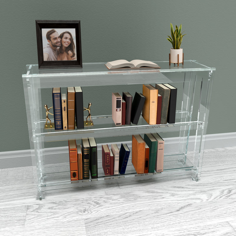 STAUBER Best Acrylic Bookshelf for Bedroom, Living Room or Office- Clear Classic (42" W x 11" D x 30" H)