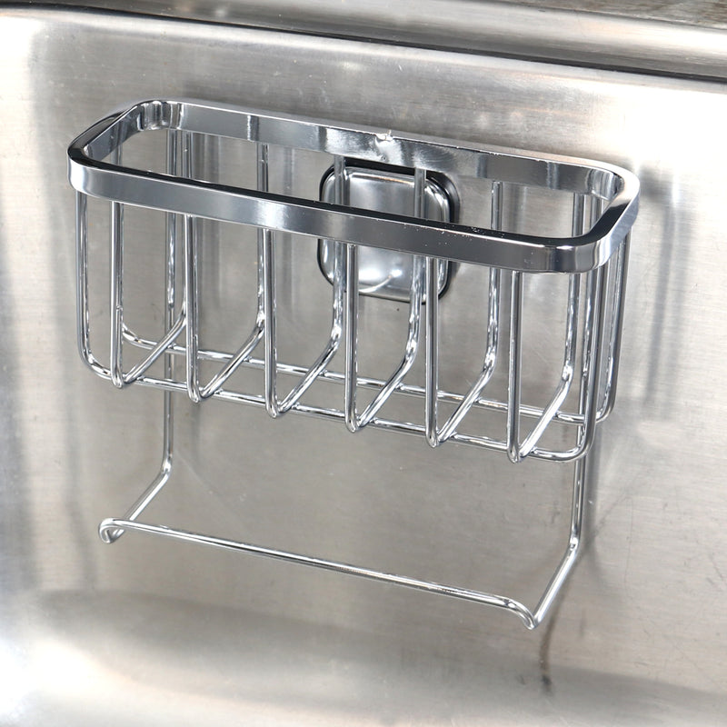 Stainless Steel Sponge Holder Self Adhesive Kitchen Sink Hanger Drying Wall  Rack