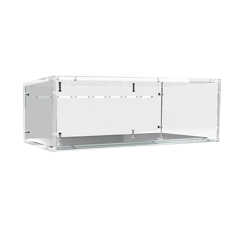 Clear acrylic box shelf in white background