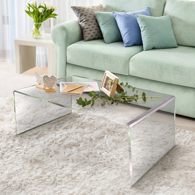 STAUBER BEST- Large Coffee Table - ( 32"W x 24"D x 16"H ) - 1/2" Thick Clear Acrylic