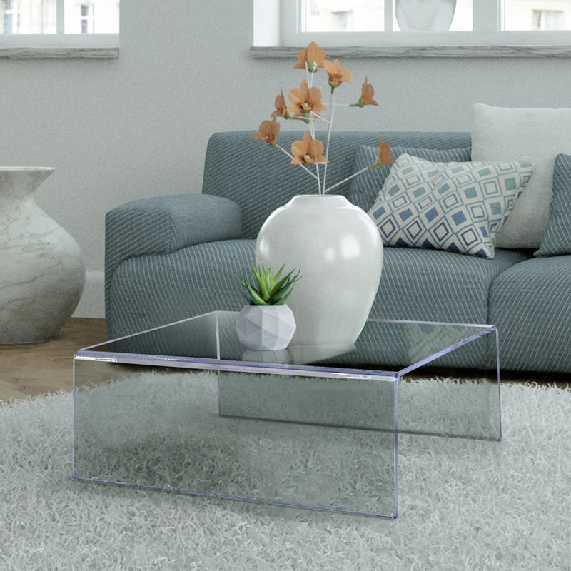 STAUBER BEST- Low Coffee Table - ( 31"W x 24"D x 12"H ) - 1/2" Thick Clear Acrylic