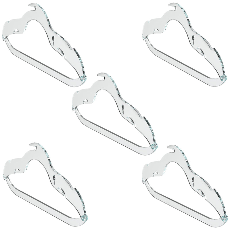 clear acrylic hangers , set of 5 in white background