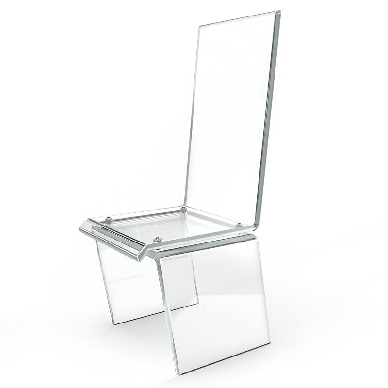 STAUBER BEST- Clear Acrylic Dining Chair - Modern High Back - Waterfall Base (18"W x 20"D x 43"H)