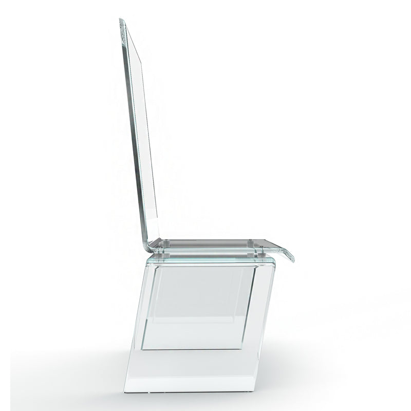 STAUBER BEST- Clear Acrylic Dining Chair - Modern High Back - Waterfall Base (18"W x 20"D x 43"H)