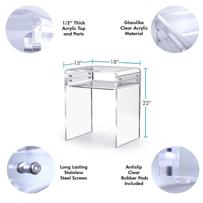 dimensions of clear acrylic nightstand