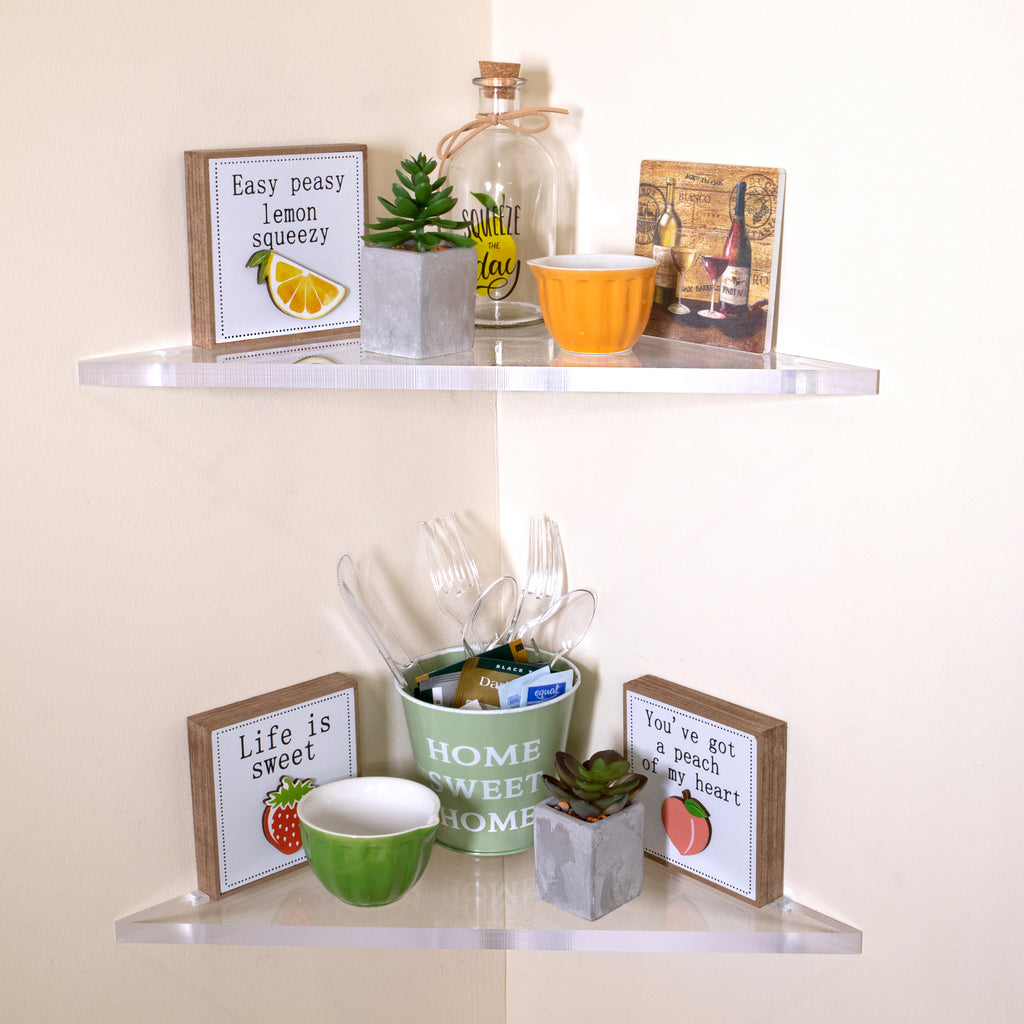 Clear Acrylic Corner Shelf, Wall Hanging Display Floating Shelves