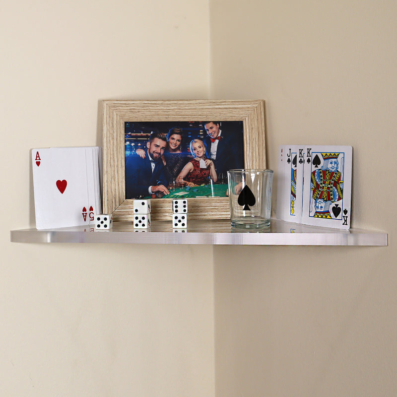 STAUBER BEST- Corner Acrylic Shelf, Set of 2 Acrylic Wall Storage Shelves, Easy Install Organizer for Living Room, Bedroom, Kitchen, Bathroom, Office.
