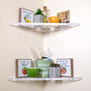 STAUBER BEST- Corner Acrylic Shelf, Set of 2 Acrylic Wall Storage Shelves, Easy Install Organizer for Living Room, Bedroom, Kitchen, Bathroom, Office.