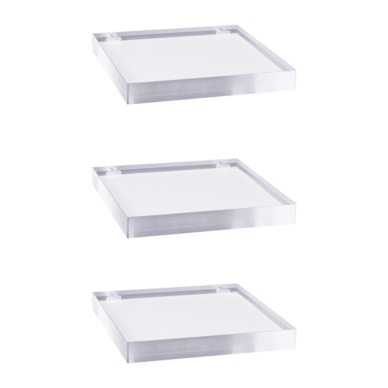 STAUBER Best- Clear Acrylic Wall Floating Shelf - 1/2 Thick - CLASSIC  DESIGN - Pack of 3
