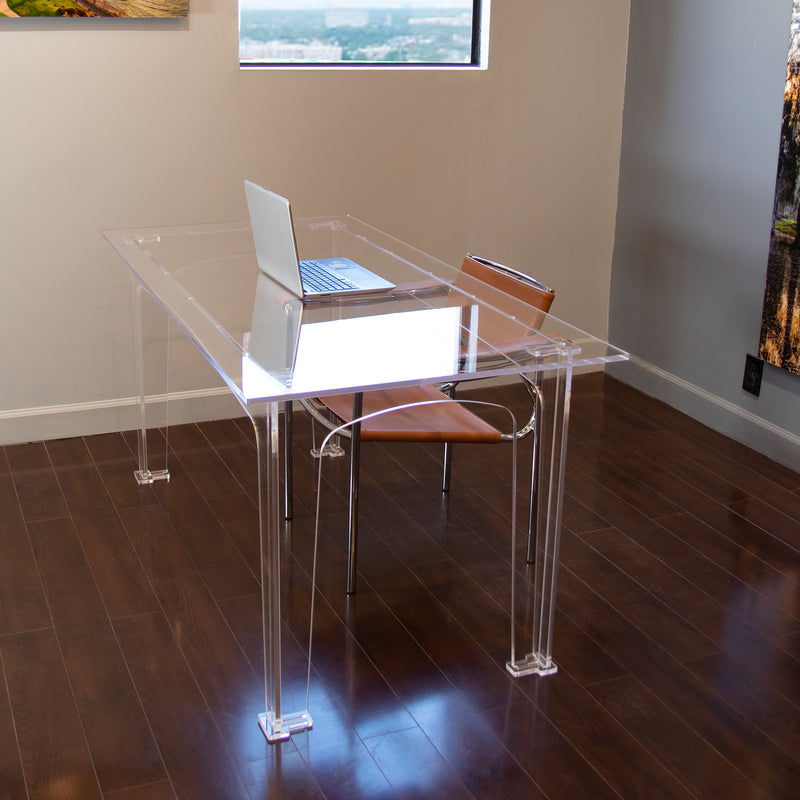Acrylic Desk - Modern style writing desk- 48"W X 24"D X 30"H No tool assembly like glass desk