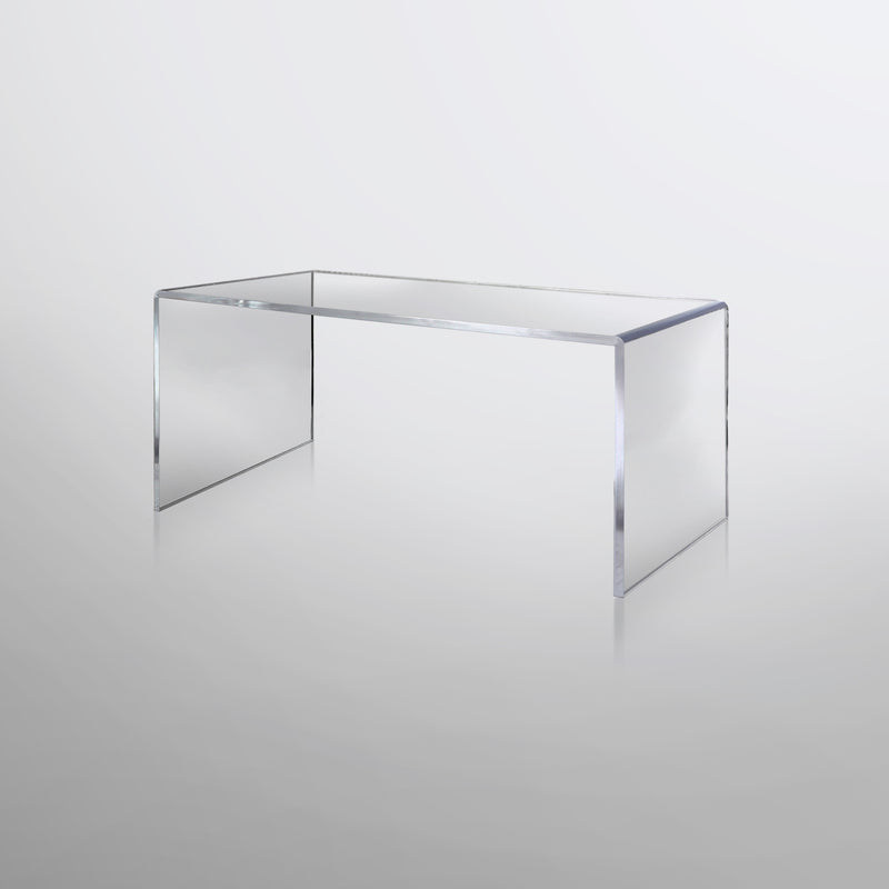 clear acrylic coffee table in white background