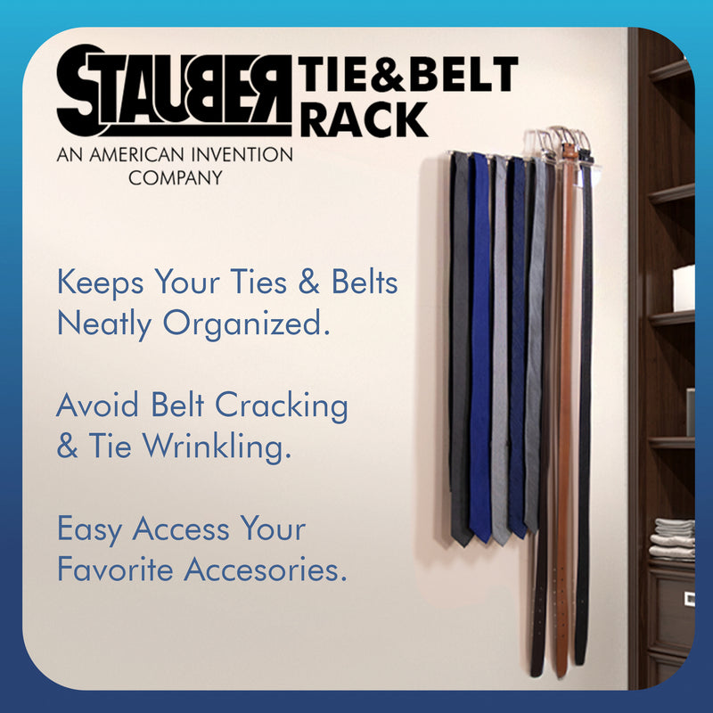 Stauber Best Clear Acrylic Tie and Belt Rack - Organize Your favorite Belts and Ties.